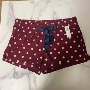 OLD NAVY NWT SIZE S BURGUNDY COTTON SLEEP SHORTS W/ POLKA DOTS